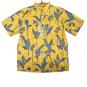 reyn spooner Yellow and Blue Hawaiian Button-Down Shirt